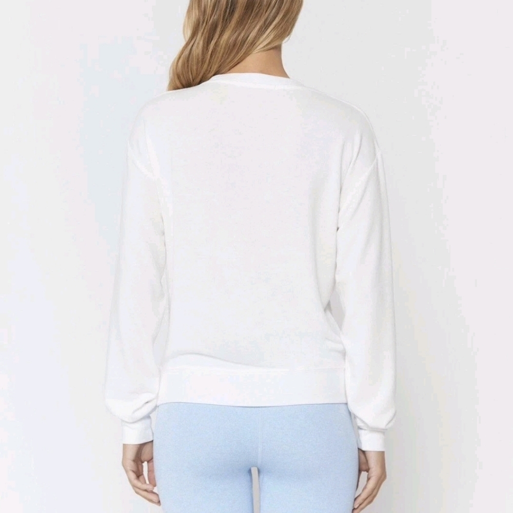 Spiritual Gangster Sweater Medium Shine Your Light White Ivory Blue - Picture 2 of 10